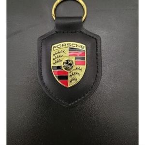 New Porsche Shield Keychain Black